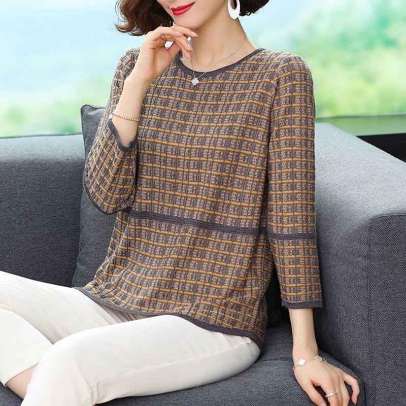 

Тонкий трикотажный женский свободный летний топ из ледяного шелка с семью рукавами для выхода в свет, короткая футболка со средним рукавом Undercover XL темно серый