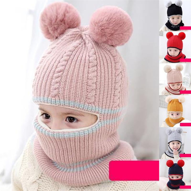 Baby Wintermütze Pompom Kinder Strickmützen Baby Mädchen und Jungen Mütze mit warmem Fleecefutter Mützen für Kinder
