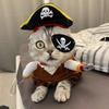 Cat Pirate Costume - Pet Hat, Skull Triangle Bandana, Halloween for Dogs Cats With Captain Headwear and Party Necklace