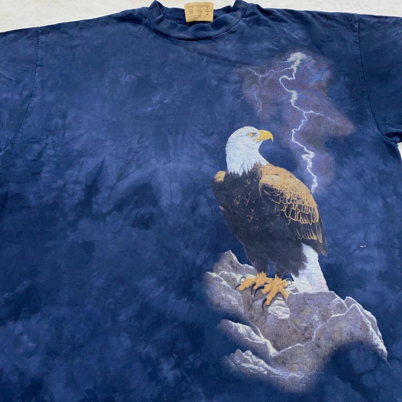 vintage 90s EAGLE LIGHTNING TIE-DYE THE MOUNTAIN T-Shirt XL nature wild animal L