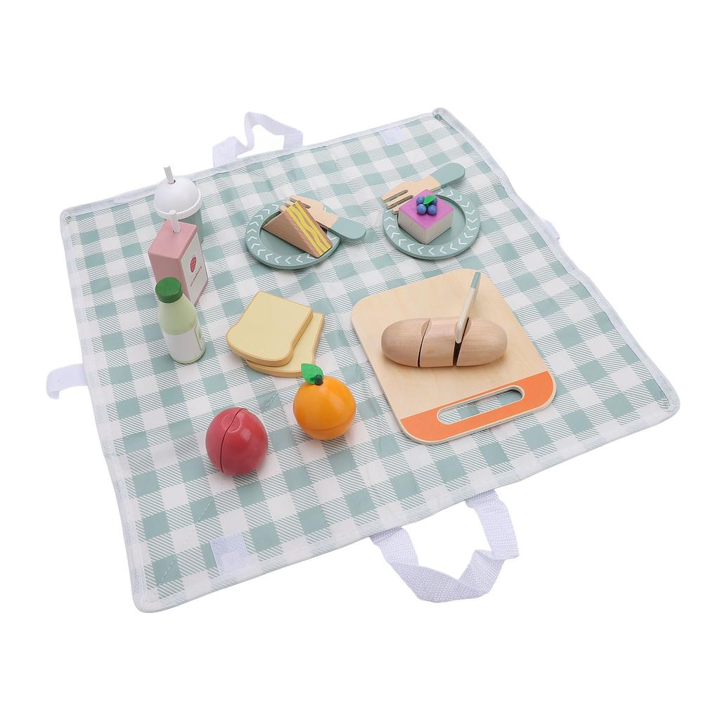 Kids Picnic Toy Set High Simulation Educational Fun Develop Fine Motor Skills Wooden Food Play Toys