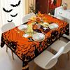 Rectangle Halloween Orange Spooky Pumpkins Reusable Tablecloth Holiday Party Decor Waterproof Table Cover Dining Room Decoration