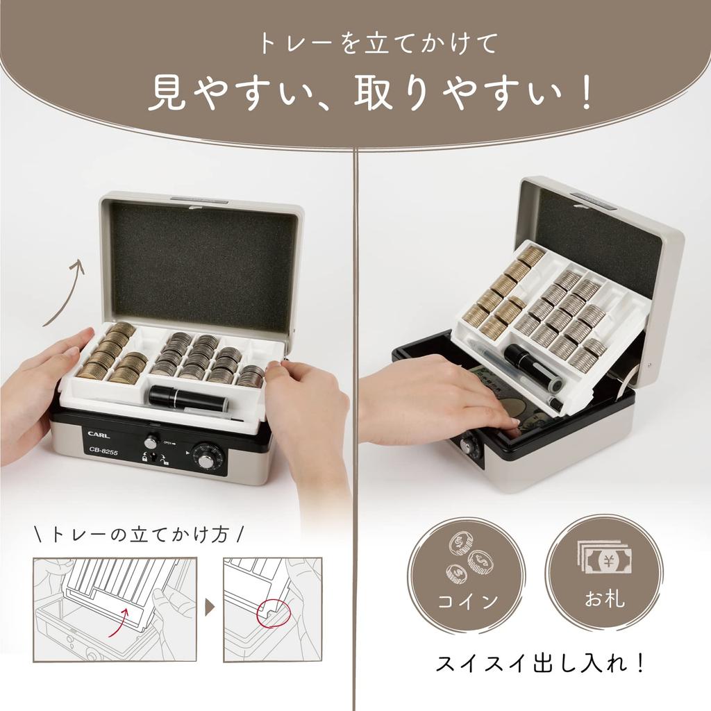 CARL Handheld Cash Box, Event-Specific, Holds 100 and 500 Yen Coins, A6 Size, Gray, CB-8255-D