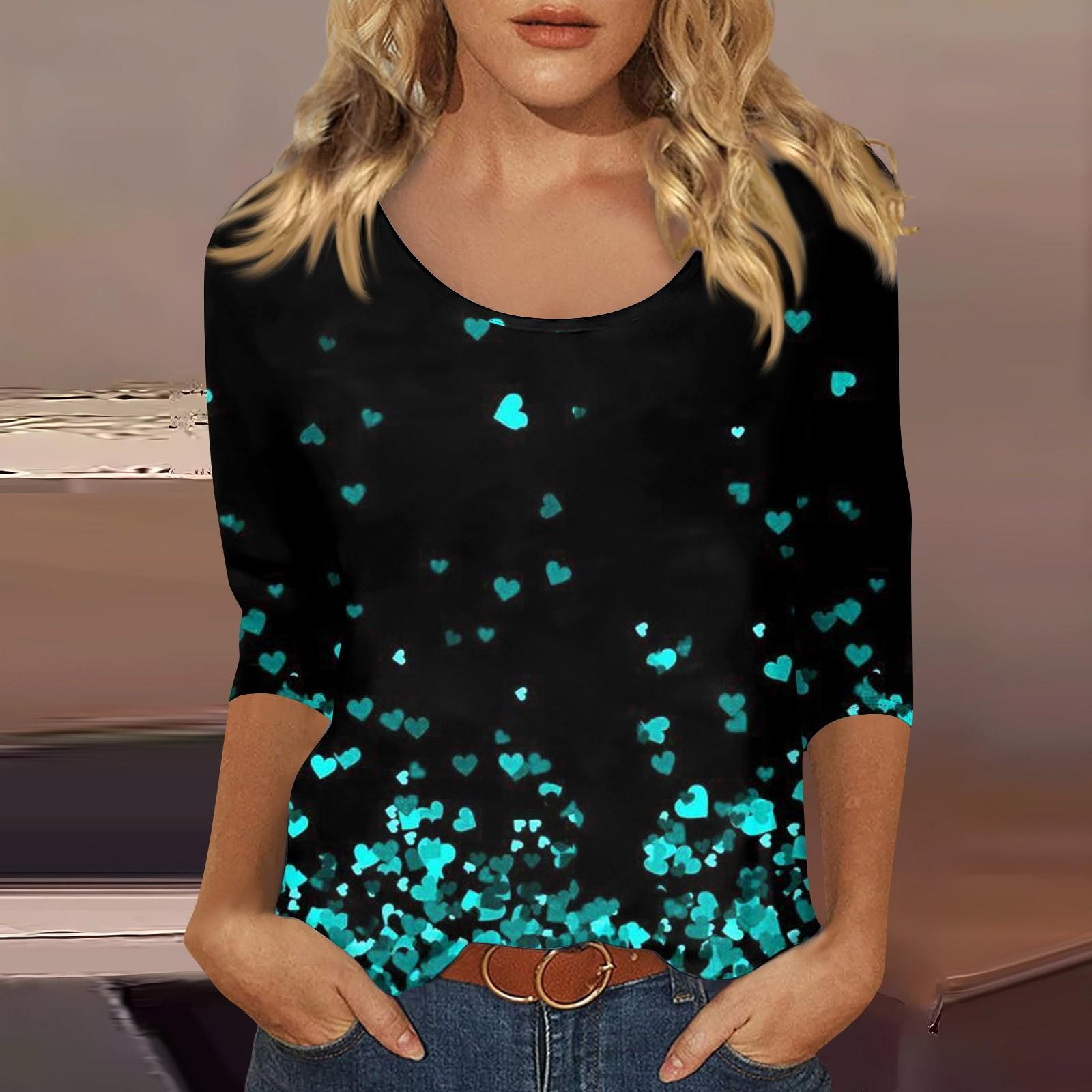 

Women s Casual Everyday 3/4 Sleeve U-neck Top M