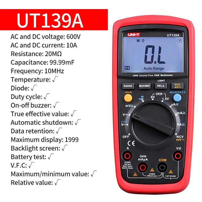 UT139E True RMS Digital Multimeter Temperature Probe LPF Pass Filter LoZ LoZ (low Impedance Input) function/Temperature Test EB