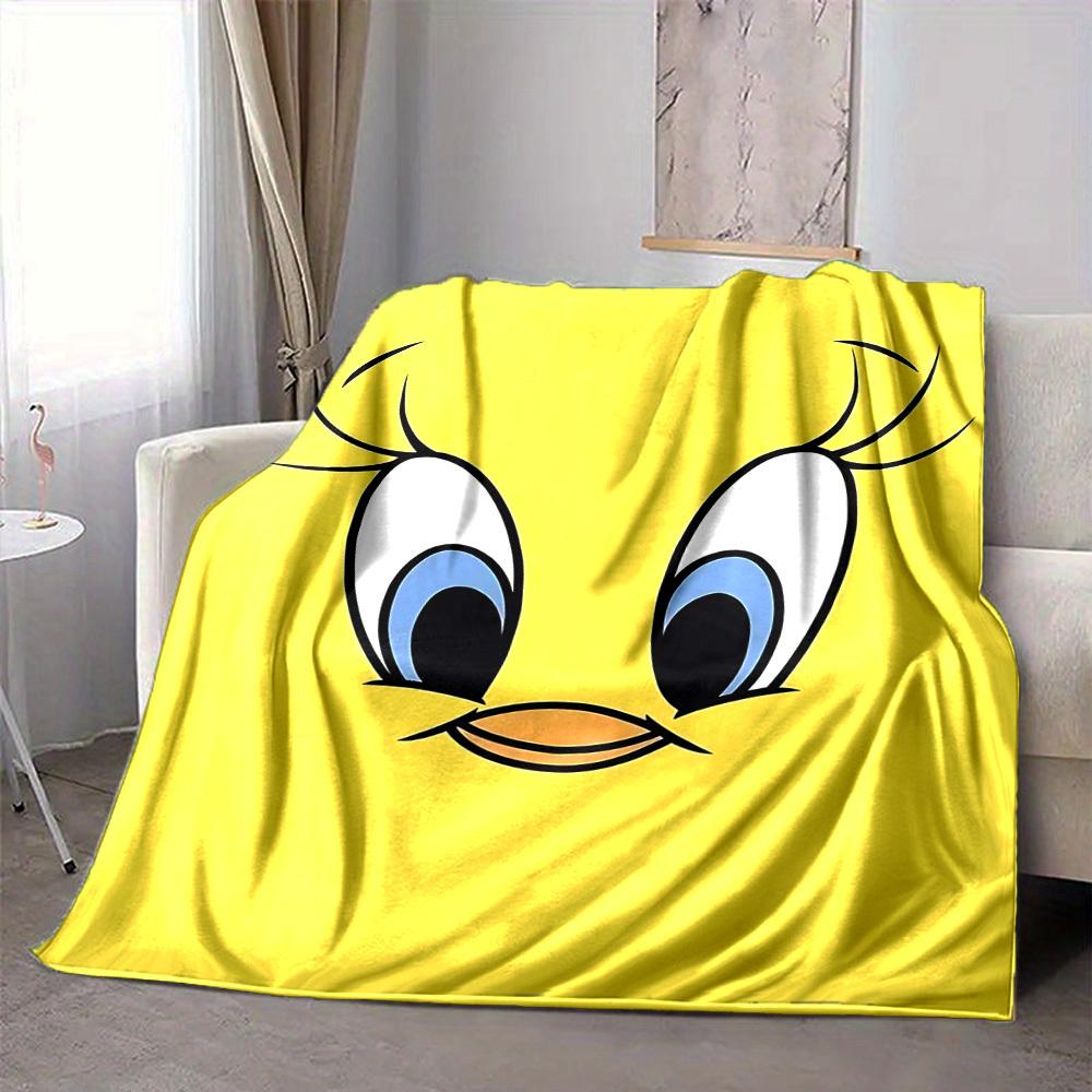 1pc Tweety Bird Looney Tunes Flannel Throw Blanket - Lightweight Soft Warm All-Season Blanket for Sofa, Bed, Travel, Camping  L1029123