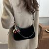 Faux Suede Crescent Moon Bag For Women, Minimalist Shoulder Crossbody Purse, Casual Single Strap Handbag