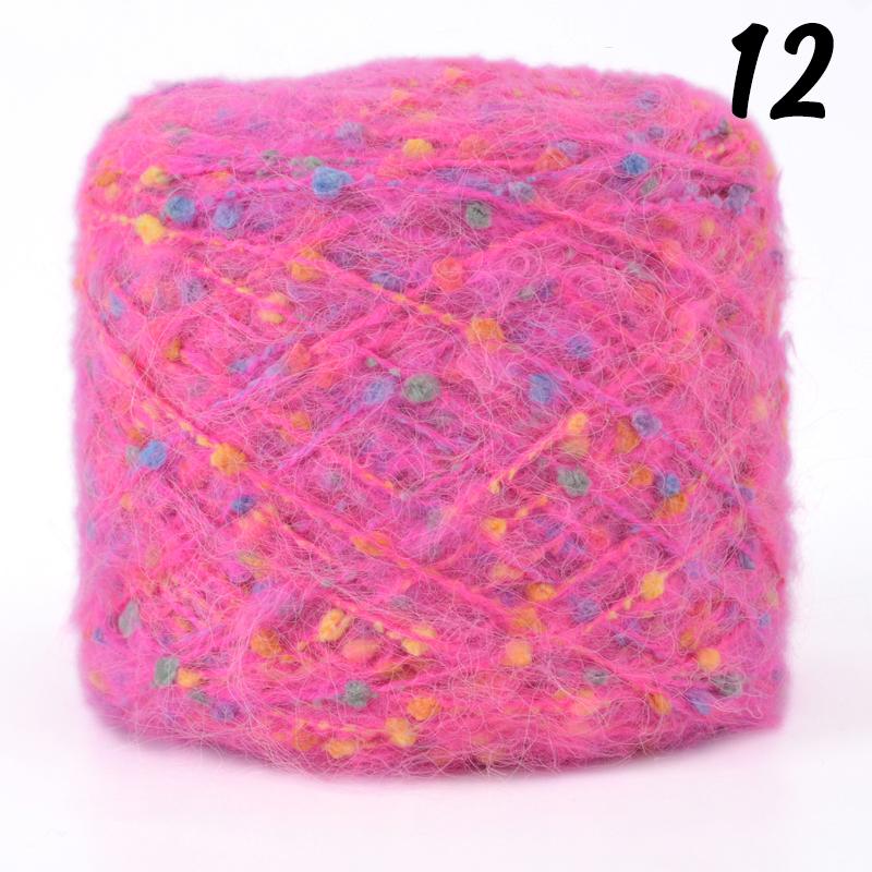 Mohair Yarn Ball with Rainbow Candy Beans Embellishment Soft Wool for Sweater Scarf Bag DIY Crochet Colorful Ball Thread