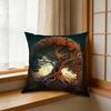 1Pc Tree Of Life Yin Yang Cushion Cover Dark Teal Orange Artistic Print For Sofa Bed Living Room