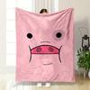 A Simple Pink Face Design with Large Eyes and an Open Mouth Expression. for All Seasons Blanket Lunch Break Throw Gift