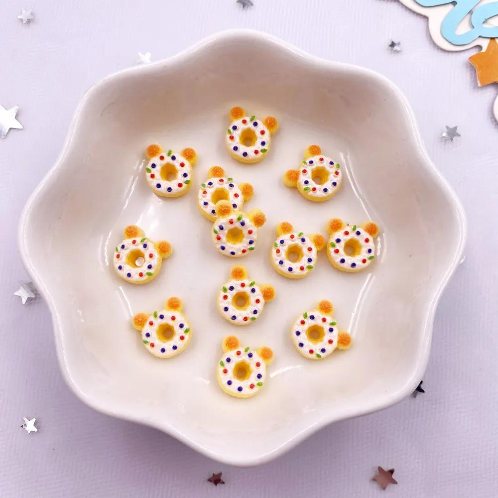 50pcs Resin Colorful Mini 3D Simulated Bread Nail Art Decor Donuts Pizza Biscuit Flat Back Scrapbooks DIY Jewellery Decor Crafts