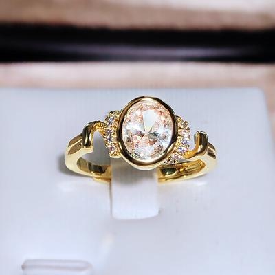 Fashionable Women's Ring European and American Jewelry Copper Plated Gold Zircon Ring