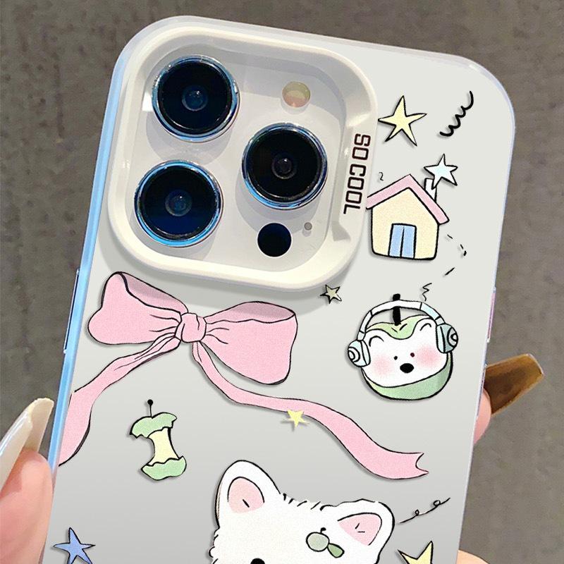 Cute White Dog Phone Case, Compatible with iPhone 11/12/16/17 Pro Max, Full Coverage, Drop Protection, Soft XR Case
