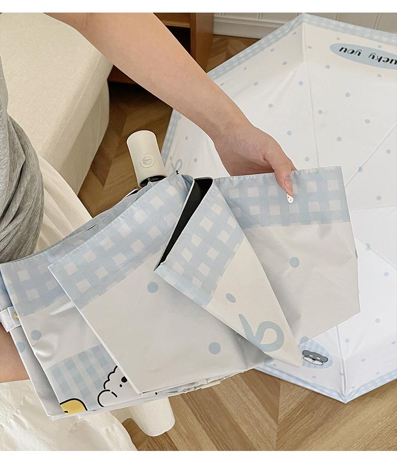 Chic Student Folding Umbrella: UV Protection, Dual-Use Automatic Sunshade