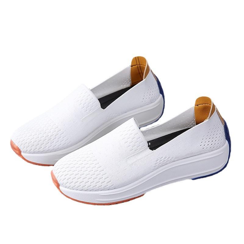 Hot-selling White Size Flying-woven Shoes  Versatile Foot Cover Shallow Mouth Casual Sports Shoes
