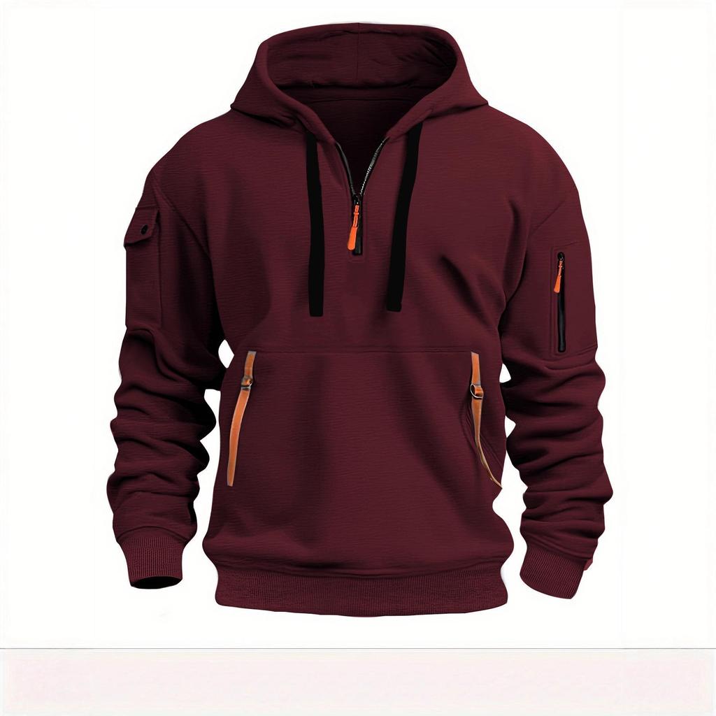Men’s Custom Logo Hoodie: Cross-border Autumn/Winter Zip Pocket Pullover Jacket