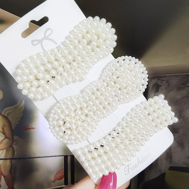 Pearl Hair Clip For Women Korean 3/4pcs Geometric Hairpins Set Hair Berrettes Girl Hairgrip Side Clip Hair Accessories