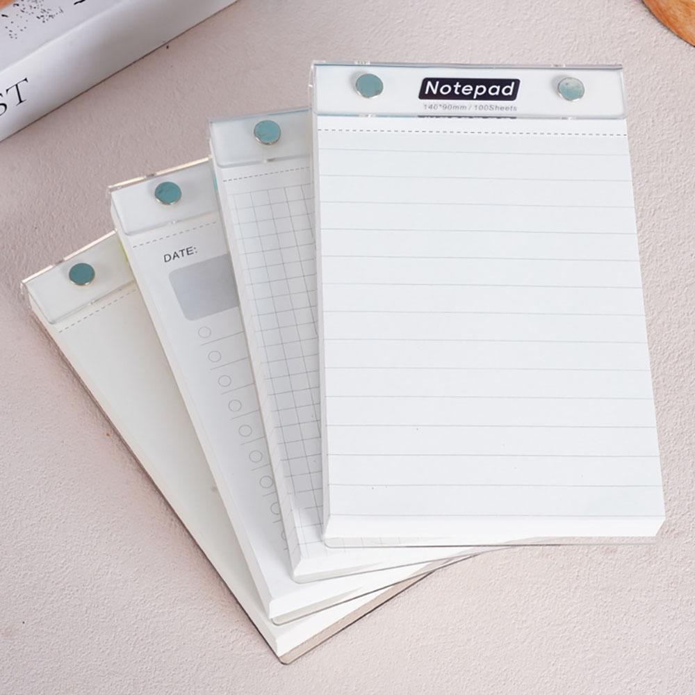 Acrylic hard shell memo pad, removable board clip paper pad, portable notebook, detachable horizontal grid notebook