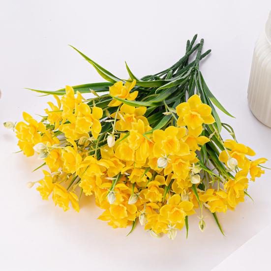 2 Bunches 20 Blooms Artificial Daffodils Flowers Faux Spring Narcissus Flowers with Stem for Home Garden Office Wedding Party Decor DIY Flower