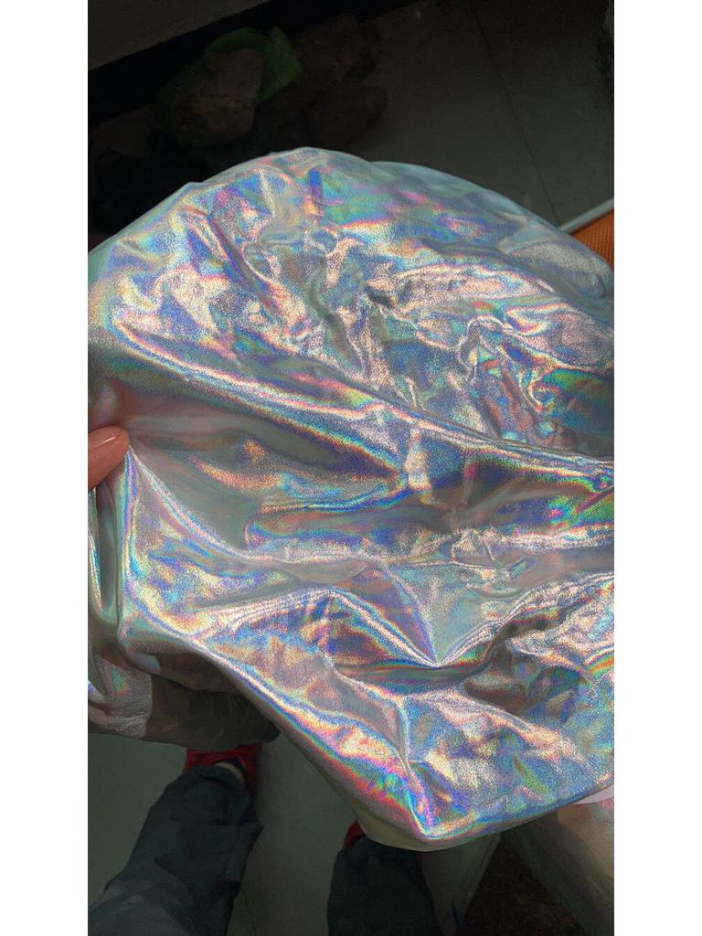 Iridescent Gold Glitter Laser-Spray Dance Skirt with Crystal Background Pattern