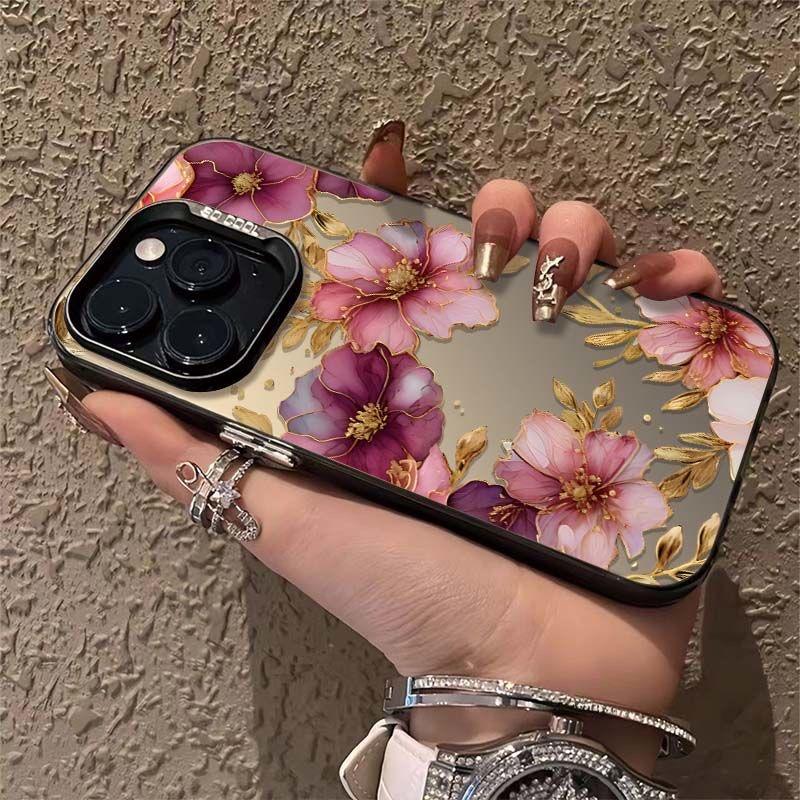 Purple Rose Phone For iPhone 15 14 13 12 11 Max Cute Girl Back Funda 16 Pro Case Coque Cover