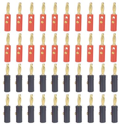 40 SZT Wtyki Bananowe Głośnikowe Złącza Kablowe 4 mm Średnica Pozłacana Mosiądz Czerwony Czarny Uniwersalne