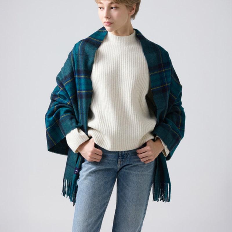 ABRAHAM MOON Merino Wool Shawl 70cm - Middleham Teal