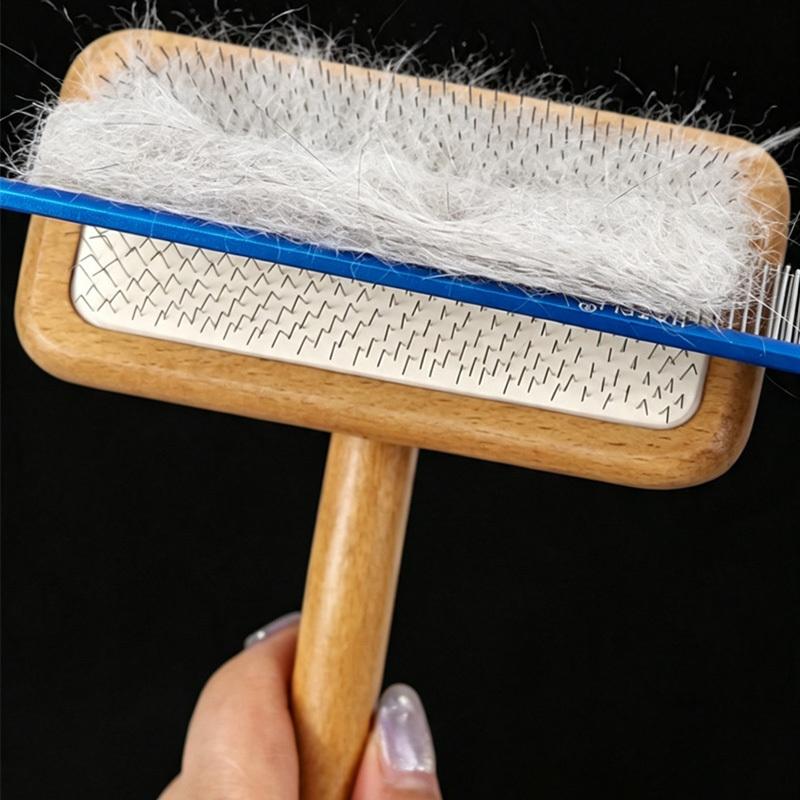 Dog Brush Wooden Dogs Comb Pet Hair Remover Dog Grooming Protect Brushes for Dogs Floating Hair Cleaning Comb Massage Cat Brush