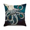 Watercolor Illustration of Octopus Squid Digital Printing Short Plush Pillow Covers for Car Sofa Office Cushion Cover Home Goods
