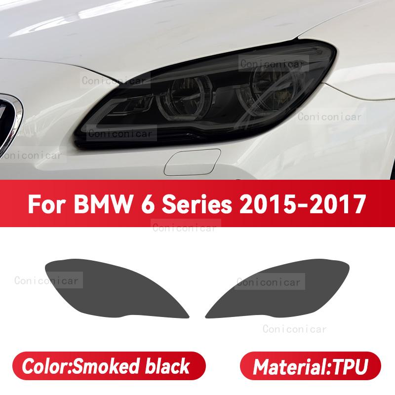 

For BMW 6 Series F06 F12 F13 2015-2017 Car Headlight Smoked Black TPU Protective Film Front Light Tint Change Color Sticker Smoked black