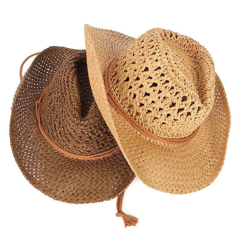 Summer Sun Hat Men Women Vintage Western Chapeau Cowgirl Cowboy Hat Outdoor Beach Jeans Sunhat Straw Caps