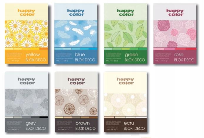 A4 Deco Spring Block 20 Sheets 5 Colors Happy Color 170G/M2