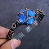 Blue Triplet Opal Gemstone Handmade Copper Wire Wrap Cuff Bangle Adjustable ET-4971