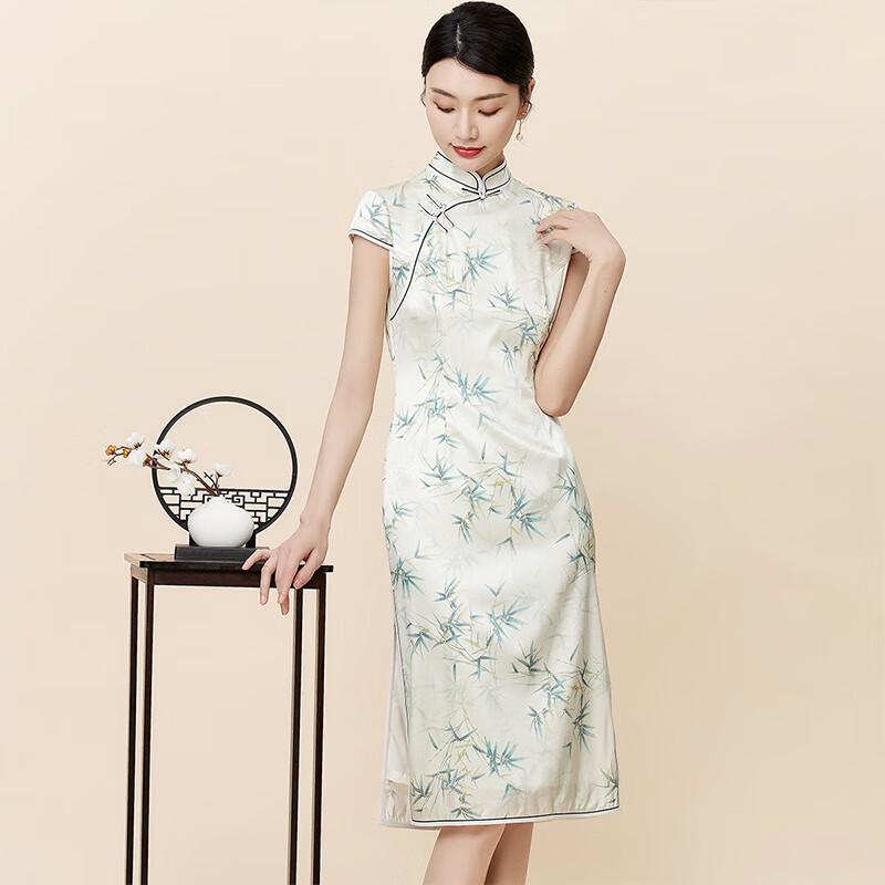 Hengyuanxiang Retro New Chinese Style Mulberry Silk Qipao Dress