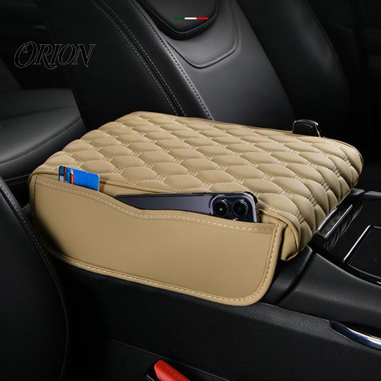 Auto Armrest Box Cover Car Console with Storage Bag, Universal Imitation PU Leather Interior Accessories Pad, Diamond Quilted Protector for