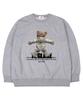 TI.GLAKE Back Hoodie Bear Oversized Sweatshirt Gray