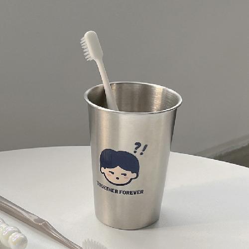 Question Mark Boys and Girls Thickened Anti-fall Stainless Steel Couple Toothbrush Cup Simple Mouthwash Cup Creative Wash Cup
