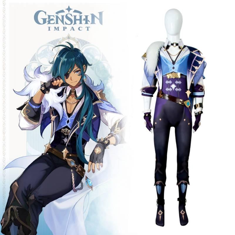Ensemble de costume Cosplay Original Genshin Impact Pour Kaeya Design Imprimé Ethnique Tribal