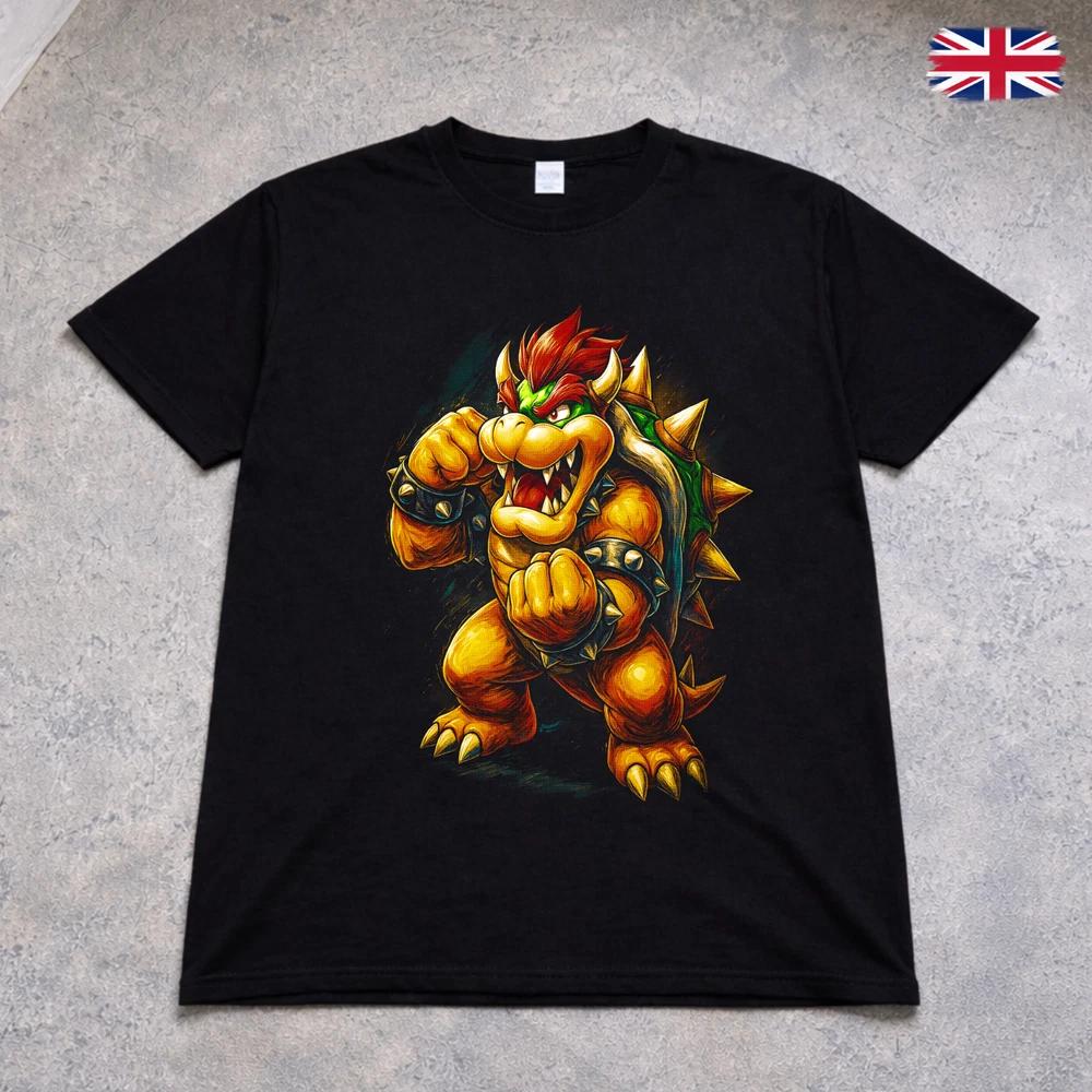 Bowser T Shirt Super Mario Villain Character Gaming Tee Adults Kids Black 2XL