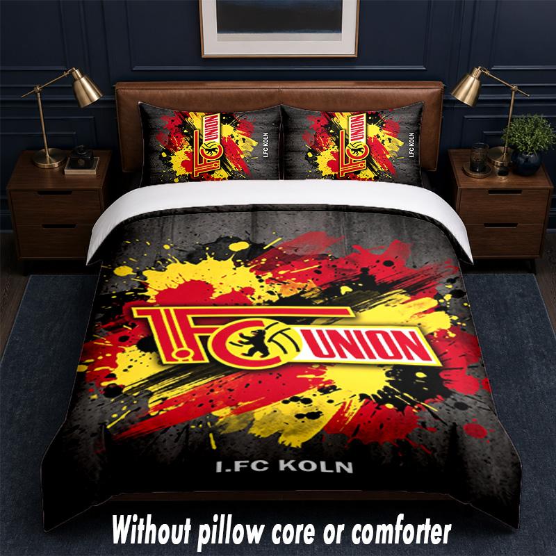 Union Berlin FC Design Bett Bettwäsche-Set 1 Bettbezug + 2 Kissenbezüge Weich Atmungsaktiv Haushalt Bettwäsche