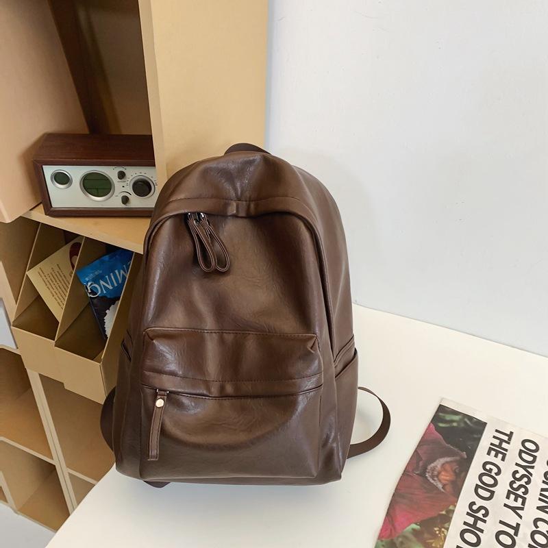 Men's Leather Backpack Large Capacity Travel Backpack Student School Bag Female Computer Bag