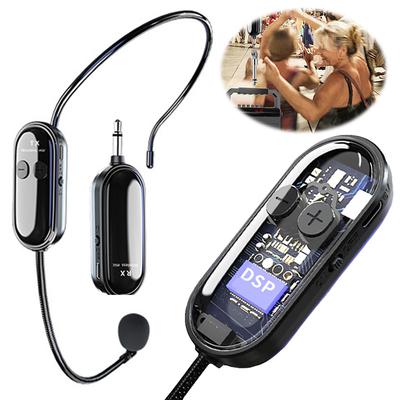 אוזניות אלחוטיות 2.4G ומיקרופון כף יד 2 ב-1 מערכת מיקרופון לטווח ארוך מערכת מיקרופון אלחוטית להוראה נאום בחוץ