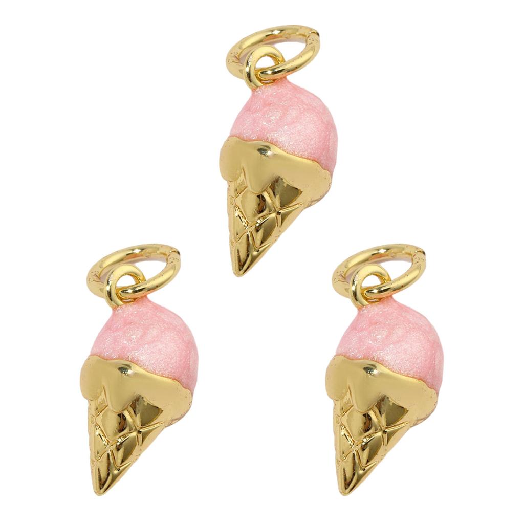 3Pieces  Candy Treat Cake Necklace Pendants Portable Gold Plated Enamel Heart Mushroom Pendants Adornment for Necklaces