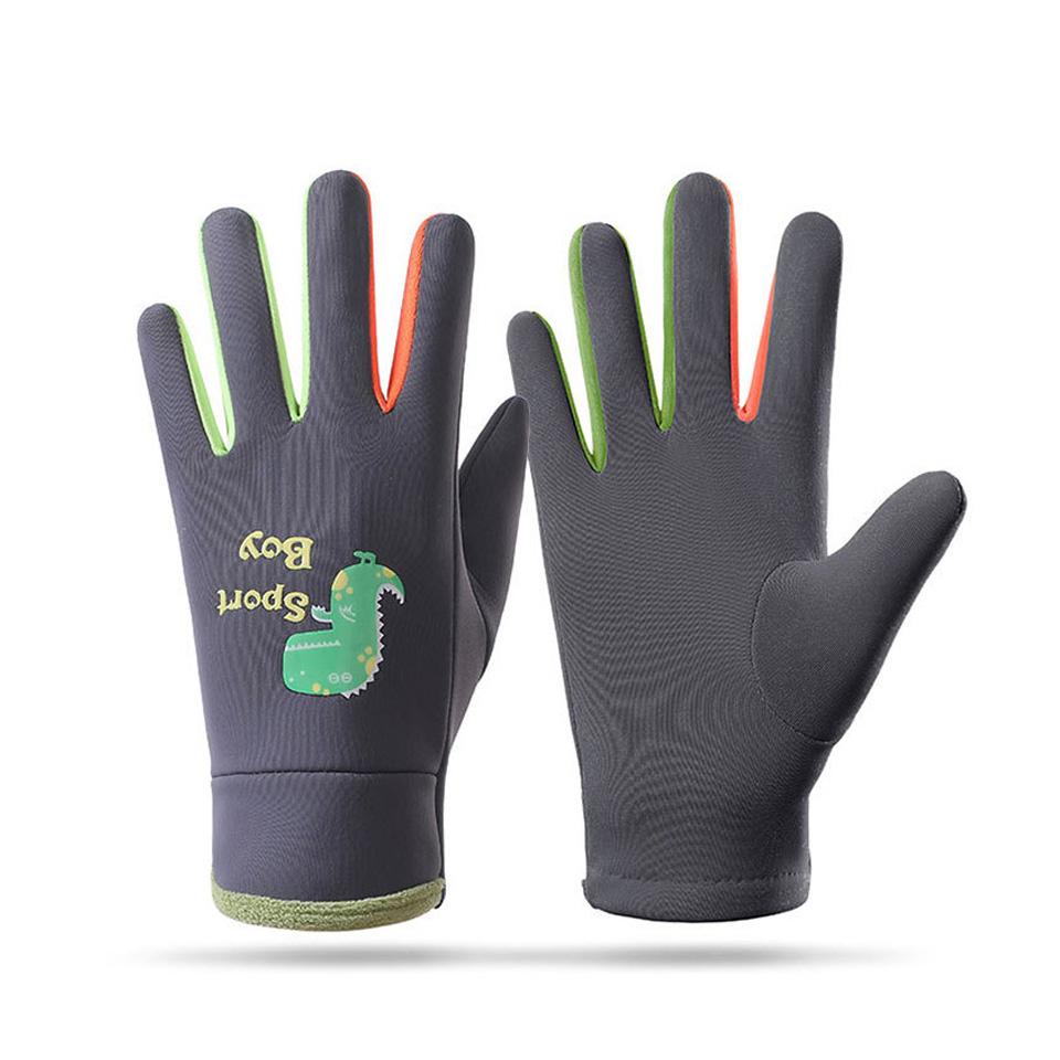 1Pair New Style Children's Gloves Skin-Friendly And Warm Silicone Luminous Cartoon Dinosaur Water-Resistant Fabric Unisex