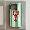 Luxury Red Crayfish Phone Case for iPhone 17 16 15 14 13 12 11 X XS XR XSMAX 7 8 Air Pro Max Plus Luxury Double-layer Back Cover