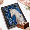 Perlweißes Pferd und Schmetterling DIY Diamantmalerei Kits 15,7x19,6 Zoll Edelstein-Kunst Diamantmalerei Kits Ohne Rahmen für Erwachsene Geschenkidee Hauswanddekoration