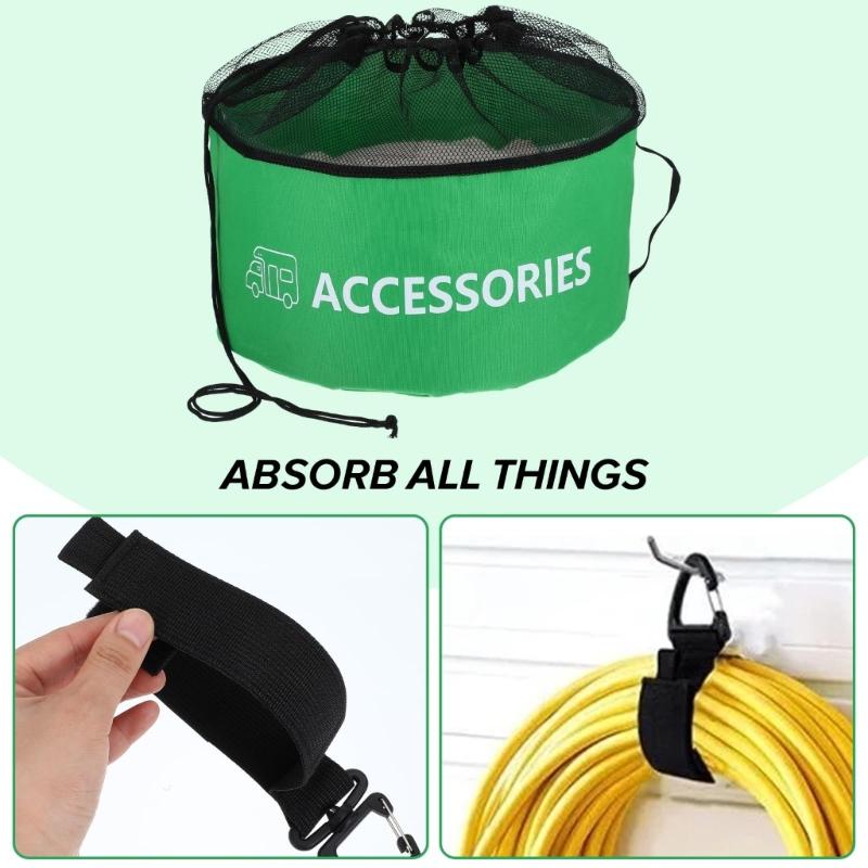 Camper Organizer Tasche für Schläuche Kabel 4 Farbabschnitte Wasserdicht Oberes Netzfach Camper Aufbewahrungslösung