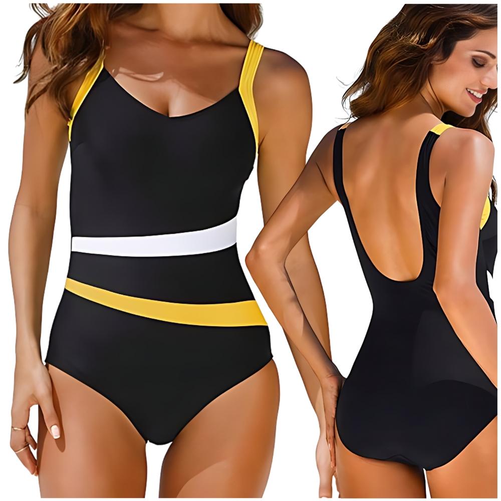 Monokini one-piece slimming swimsuit black XL striped back Monokini one-piece slimming swimsuit black XL striped back