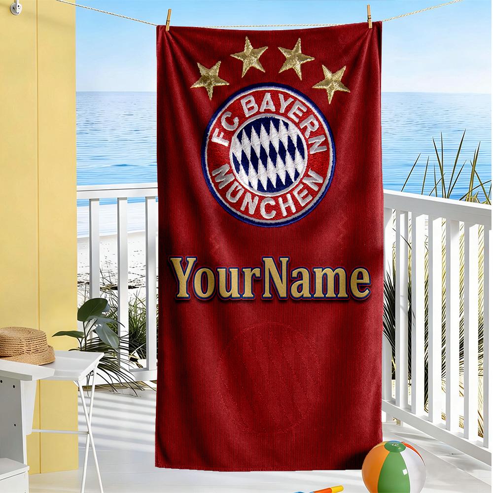 Bayern Munich Customize Text Beach Towel Super Soft Microfiber Quickdry Fabric