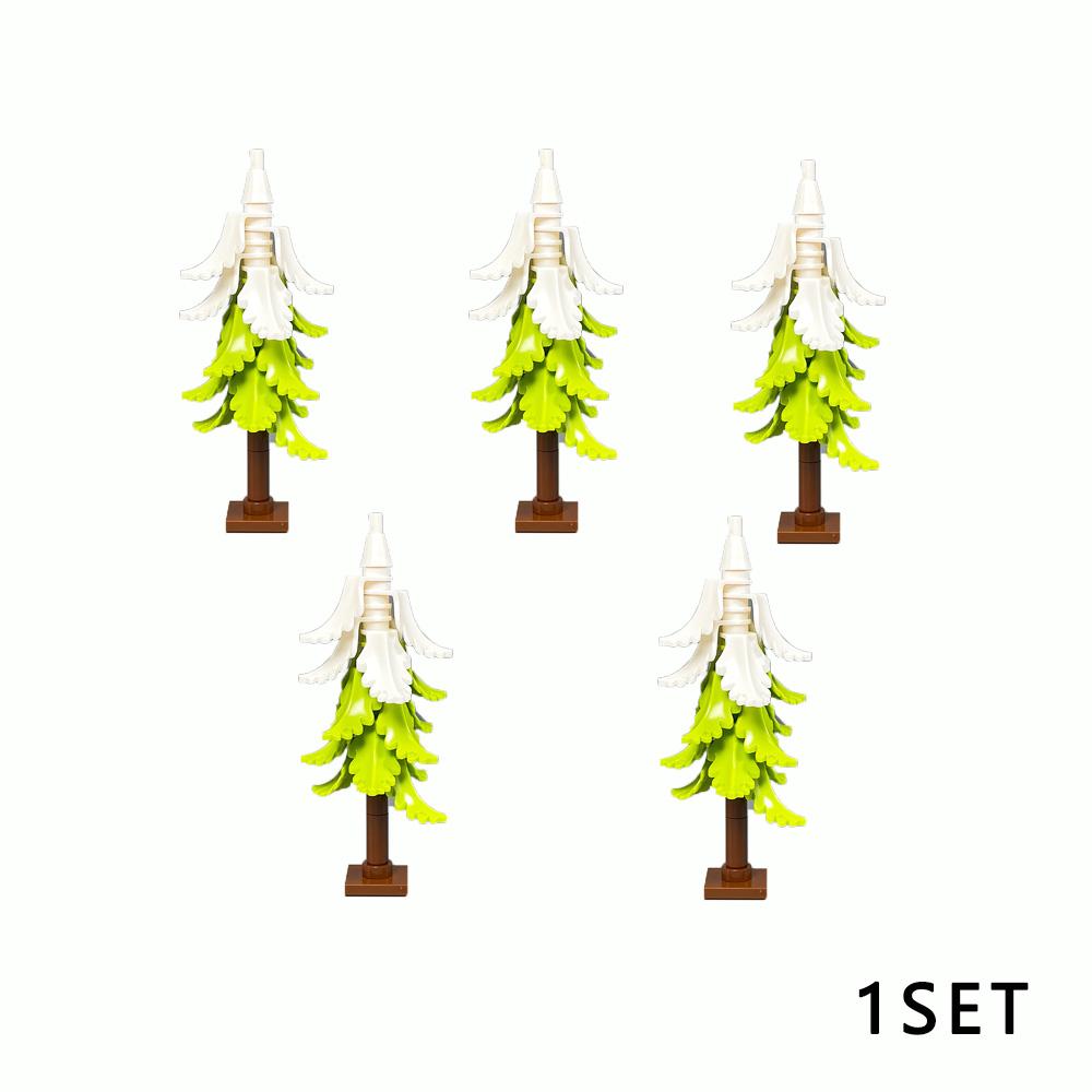 DIY Pine Tree Model Kit - Snowy Christmas Tree Street Forest Compatible with Building Blocks & Assemble Particles